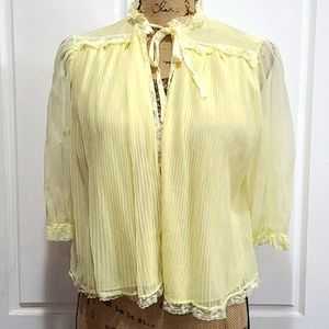 VINTAGE 1950s YELLOW Sheer Dressing Jacket